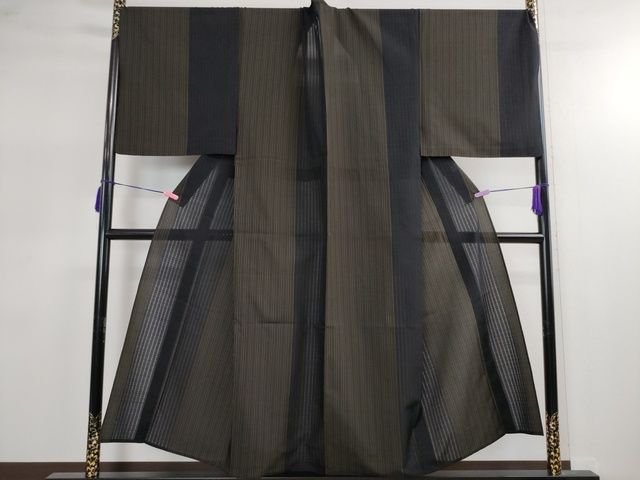 平和屋本店■極上　夏物　男性　紗紬　格子　キングサイズ　逸品　DZAA2249kh4 - 平和屋