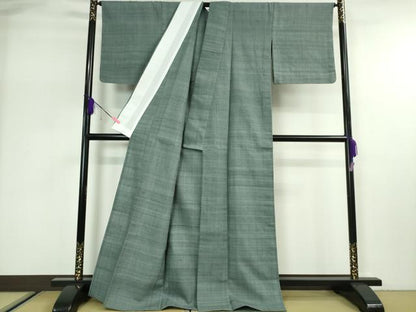 平和屋本店■極上　浦野理一　経節紬　単衣　色無地　藍鼠色　逸品　未使用　DZAA2261kh4 - 平和屋