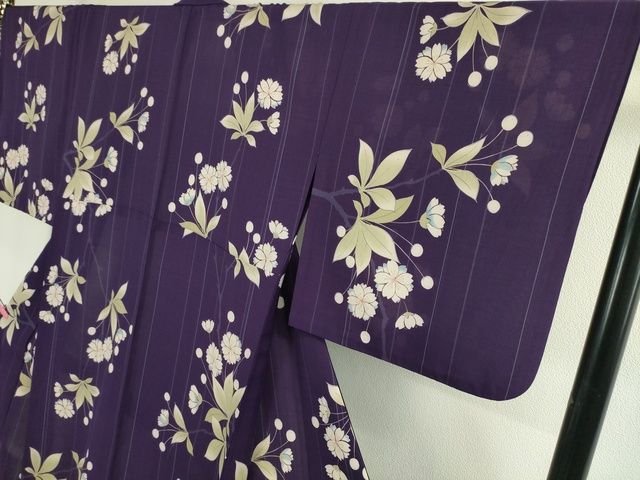 平和屋本店■極上　撫松庵　小紋・浴衣兼用　セオアルファ　紅梅織　草花文　洗える着物　逸品　DZAA2264kh4 - 平和屋