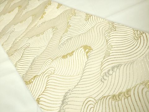 平和屋本店■極上　三代目　龍村光峯　本袋帯　歌集波　金銀糸　逸品　DZAA2353kh4