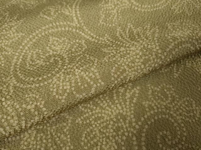 平和屋本店■希少　浦野理一　御子息　浦野範雄　小紋　花唐草文　鬼しぼ縮緬　反端付き　逸品　未使用　DZAA2386kh4 - 平和屋