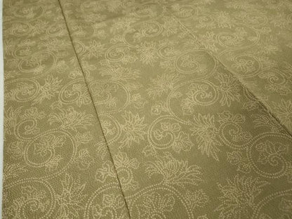 平和屋本店■希少　浦野理一　御子息　浦野範雄　小紋　花唐草文　鬼しぼ縮緬　反端付き　逸品　未使用　DZAA2386kh4 - 平和屋