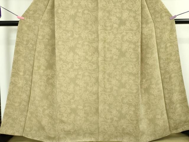 平和屋本店■希少　浦野理一　御子息　浦野範雄　小紋　花唐草文　鬼しぼ縮緬　反端付き　逸品　未使用　DZAA2386kh4 - 平和屋
