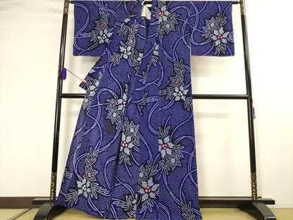 平和屋本店■極上　夏物　浴衣　有松鳴海絞り　草花文　綿　逸品　未使用　DZAA2401kh4 - 平和屋