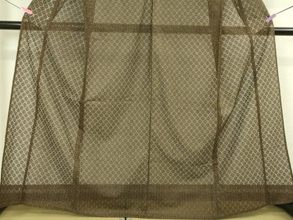 平和屋本店■極上　夏物　お召　レース　縫い取り　花尽くし　綿　鶯茶色地　逸品　DZAA2411kh4 - 平和屋