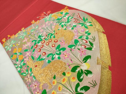 平和屋本店■極上　龍村美術織物　たつむら　本袋帯　楽苑遊兎文　金銀糸　逸品　DZAA2435kh4