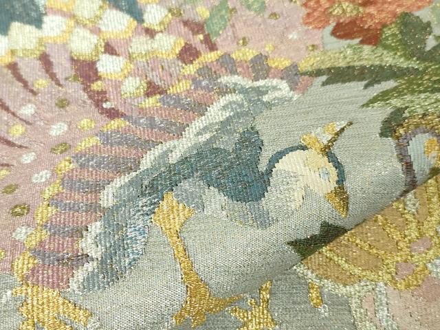 平和屋本店■極上　手織綴れ　山鹿清華　太鼓柄袋帯　花鳥文　金銀糸　逸品　未使用　DZAA2449kh4 - 平和屋