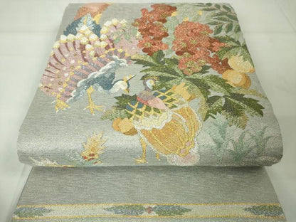 平和屋本店■極上　手織綴れ　山鹿清華　太鼓柄袋帯　花鳥文　金銀糸　逸品　未使用　DZAA2449kh4 - 平和屋