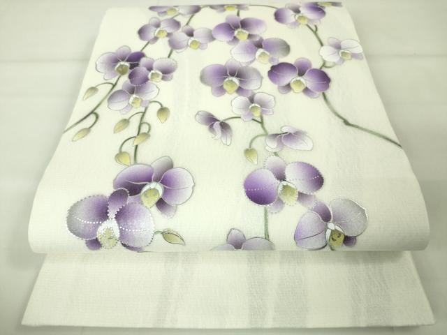 平和屋本店■極上　太鼓柄袋帯　スリーシーズン帯　胡蝶蘭　銀彩　逸品　未使用　DZAA2472kh4