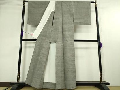 平和屋本店■極上　紬　単衣　色無地　鼠色　逸品　DZAA2508kh5 - 平和屋