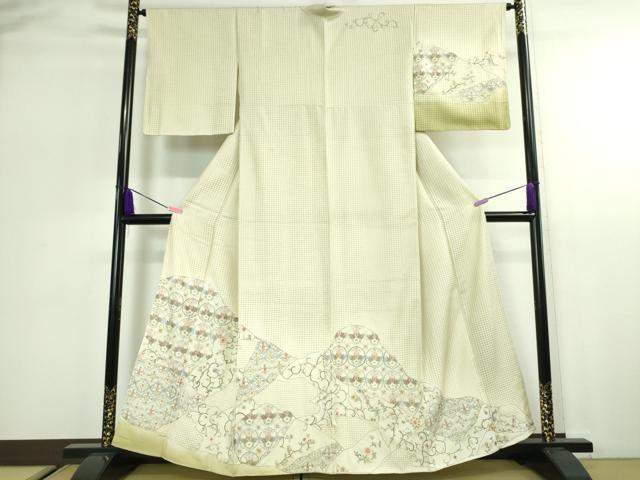 平和屋本店■極上　中国三大刺繍　スワトウ刺繍　汕頭刺繍　総刺繍　訪問着　花唐草双鳥文　暈し染め　金糸　逸品　DZAA2513kh5