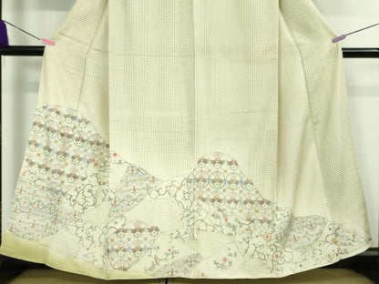 平和屋本店■極上　中国三大刺繍　スワトウ刺繍　汕頭刺繍　総刺繍　訪問着　花唐草双鳥文　暈し染め　金糸　逸品　DZAA2513kh5