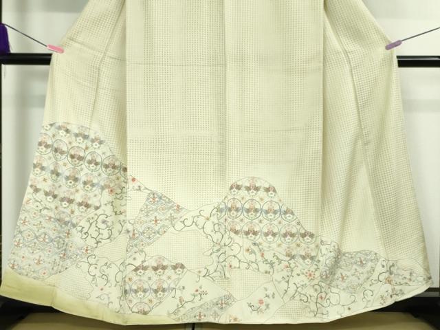 平和屋本店■極上　中国三大刺繍　スワトウ刺繍　汕頭刺繍　総刺繍　訪問着　花唐草双鳥文　暈し染め　金糸　逸品　DZAA2513kh5