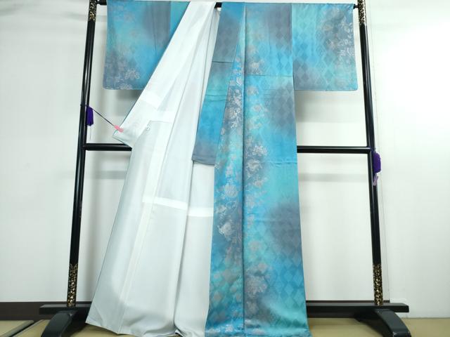 平和屋本店■極上　前田仁仙　仁仙更紗　小紋　更紗花間道　暈し染め　銀彩　反端付き　逸品　未使用　DZAA2520kh5 - 平和屋
