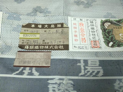 平和屋本店■極上　都喜ヱ門　本場大島紬　花に乾杯　藤絹織物謹製　証紙付き　逸品　DZAA2524kh5 - 平和屋
