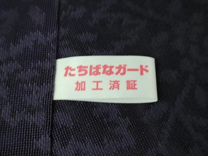 平和屋本店■極上　道中着　スリーシーズン　春夏秋　塵除け　ロング丈　草花紋紗　黒地　暈し染め　逸品　未使用　DZAA2540kh5 - 平和屋