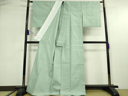 平和屋本店■極上　紅花紬　米沢　単衣　薄青竹色地　逸品　DZAA2565kh5 - 平和屋