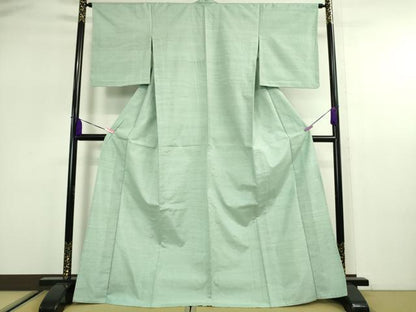 平和屋本店■極上　紅花紬　米沢　単衣　薄青竹色地　逸品　DZAA2565kh5 - 平和屋