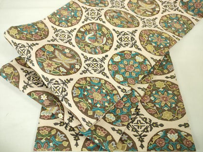 平和屋本店■最高級　明綴れ　全通柄袋帯　花鳥文舞蝶文　金糸　逸品　DZAA2580kh5