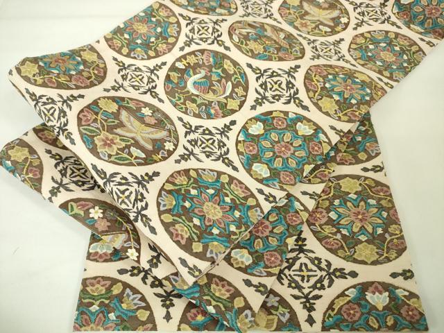 平和屋本店■最高級　明綴れ　全通柄袋帯　花鳥文舞蝶文　金糸　逸品　DZAA2580kh5