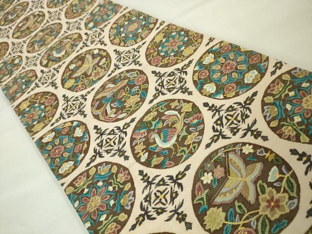 平和屋本店■最高級　明綴れ　全通柄袋帯　花鳥文舞蝶文　金糸　逸品　DZAA2580kh5