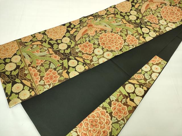 平和屋本店■極上　西陣　川島織物　六通柄　本袋帯　唐織　鳳凰草花文　黒地　金糸　逸品　DZAA2581kh5 - 平和屋