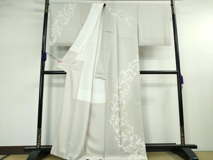 平和屋本店■極上　訪問着　葡萄唐草文　金彩　薄梅鼠色地　染の近江謹製　逸品　DZAA2606kh5 - 平和屋