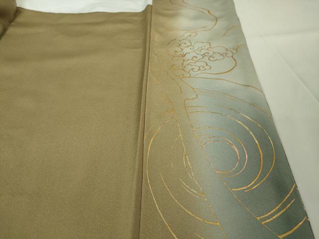 平和屋本店■極上　金彩工芸　長谷川宏　色留袖　吉祥金襴　駒刺繍　龍　立波　暈し染め　金銀彩　本金箔　桑染色地　逸品　DZAA2613kh5 - 平和屋