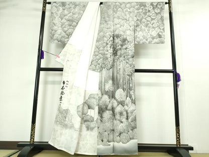 平和屋本店■極上　琉染の創設者　山岡古都　水墨書　訪問着　日本風景　北山杉　逸品　未使用　DZAA2629kh5 - 平和屋
