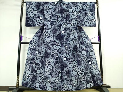 平和屋本店■極上　夏物　浴衣　有松鳴海絞り　流水花文　綿　逸品　DZAA2645kh5 - 平和屋