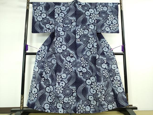平和屋本店■極上　夏物　浴衣　有松鳴海絞り　流水花文　綿　逸品　DZAA2645kh5 - 平和屋