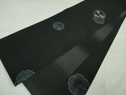 平和屋本店■極上 中国人間国宝 将雪英 中国三大刺繍 汕頭・相良刺繍 六通太鼓柄袋帯 雪輪兎　黒地　共箱・証明書付き　逸品　DZAA2662kh5 - 平和屋
