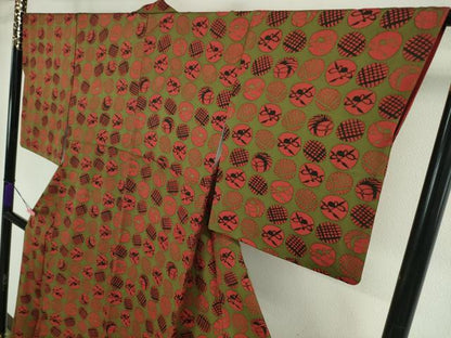 平和屋本店■希少　型絵染の人間国宝　稲垣稔次郎　小紋　吉祥文　反端付き　逸品　DZAA2719kh5 - 平和屋
