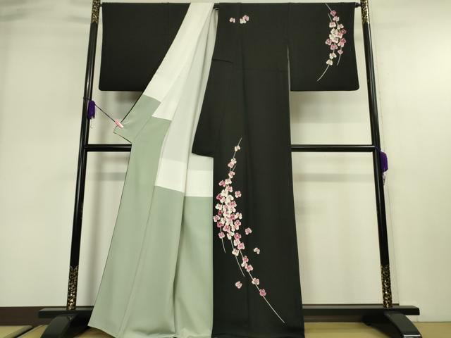 平和屋本店■極上　本加賀友禅作家　鬼島武司　訪問着　胡蝶蘭　黒地　逸品　DZAA2749kh5 - 平和屋