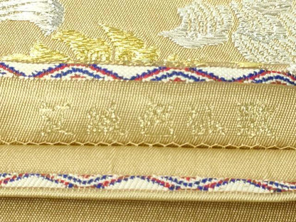 平和屋本店■極上　龍村平蔵製　六通柄　本袋帯　歌仙色紙文　金銀糸　逸品　DZAA2782kh5 - 平和屋