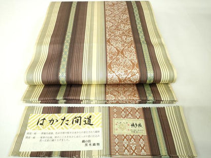 平和屋本店■極上　博多織人 黒木織物 本場筑前博多帯　両面 全通柄袋帯　はかた間道　博多金ラベル　証紙付き　逸品　未使用　DZAA2819kh5 - 平和屋