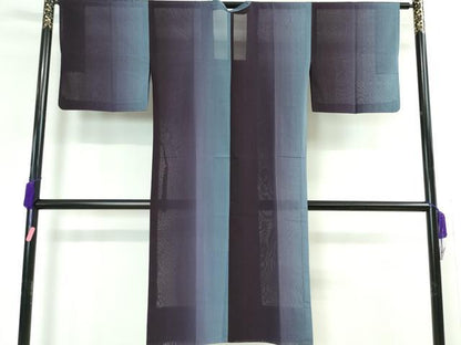 平和屋本店■極上　道行コート　スリーシーズン　春夏秋　ロング丈　縞　暈し染め　逸品　DZAA2827kh5 - 平和屋