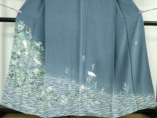 平和屋本店■極上　本加賀友禅作家　岡田正信　訪問着　鷺の朝　証紙付き　逸品　DZAA2850kh5
