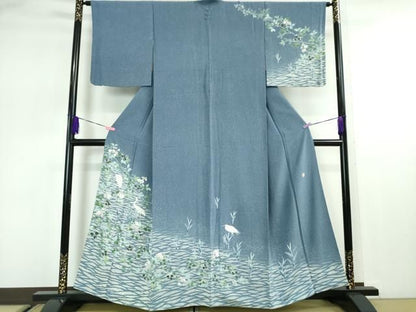 平和屋本店■極上　本加賀友禅作家　岡田正信　訪問着　鷺の朝　証紙付き　逸品　DZAA2850kh5