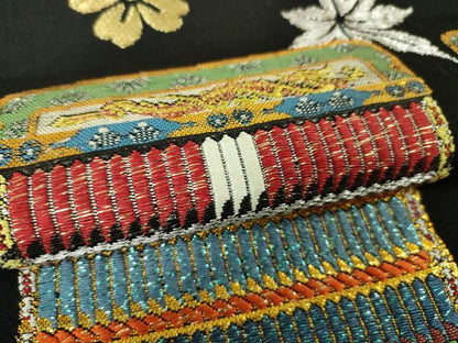 平和屋本店●極上　龍村平蔵製　本袋帯　威毛錦　黒地　金銀糸　逸品　DZAA2888kh5