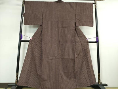 平和屋本店■極上　越後片貝　紺仁謹製　紺仁手織紬　単衣　正藍草木染　綿　縞　証紙付き　逸品　DZAA2937kh5 - 平和屋