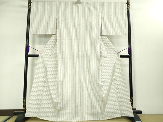 平和屋本店■極上　置賜紬　単衣　古代糸織縞紬　中村工房謹製　春霞　証紙付き　逸品　DZAA2974kh5 - 平和屋