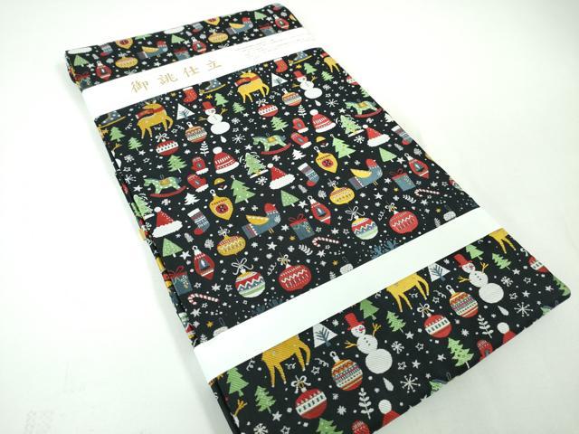 平和屋本店■極上　西陣 大光織物謹製 全通柄 九寸名古屋帯 クリスマス トナカイ 雪だるま 黒地 金糸 証紙付き　逸品　新品　DZAA3032kh5 - 平和屋