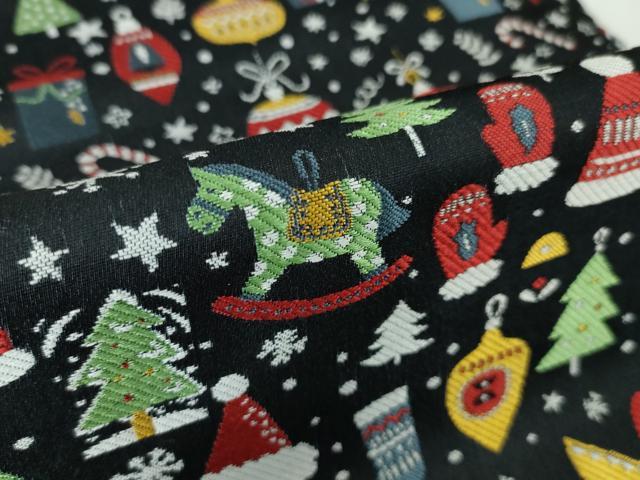 平和屋本店■極上　西陣 大光織物謹製 全通柄 九寸名古屋帯 クリスマス トナカイ 雪だるま 黒地 金糸 証紙付き　逸品　新品　DZAA3032kh5 - 平和屋