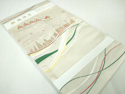 平和屋本店■極上　西陣　大光謹製　九寸名古屋帯　クリスマス　サンタクロース　トナカイ　金糸　証紙付き　逸品　新品　DZAA3039kh5