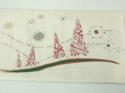 平和屋本店■極上　西陣　大光謹製　九寸名古屋帯　クリスマス　サンタクロース　トナカイ　金糸　証紙付き　逸品　新品　DZAA3039kh5