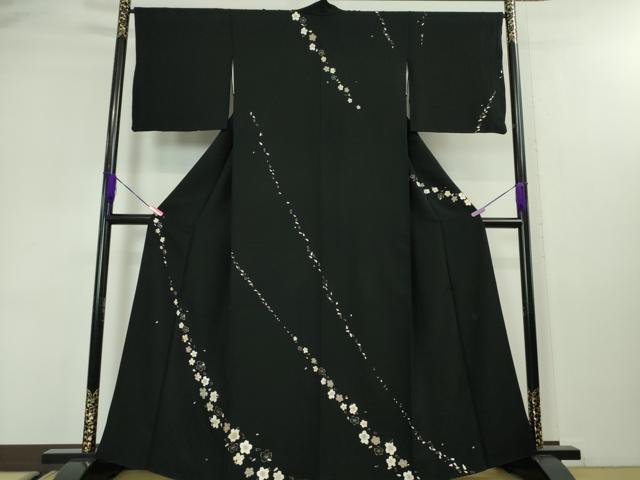 平和屋本店■極上　山口美術織物　皇室　伊勢神宮御用　西陣織　訪問着　総刺繍　舞桜　黒地　金糸　逸品　DZAA3060kh5 - 平和屋