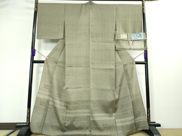 平和屋本店■極上　二代目吉平　小田島克明　浮花織　訪問着　単衣　紬地　墨泥染　証紙付き　逸品　未使用　DZAA3064kh5 - 平和屋