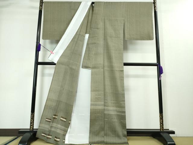 平和屋本店■極上　二代目吉平　小田島克明　浮花織　訪問着　単衣　紬地　墨泥染　証紙付き　逸品　未使用　DZAA3064kh5 - 平和屋