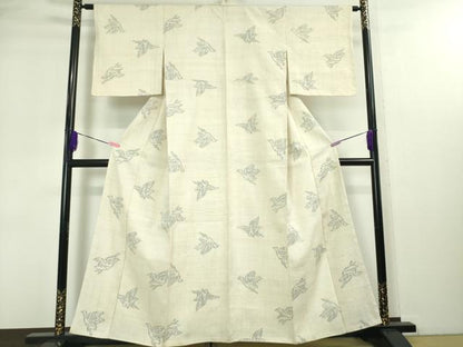 平和屋本店■極上　浦野理一　経節紬　飛鳥文　象牙色地　逸品　未使用　DZAA3073kh5 - 平和屋